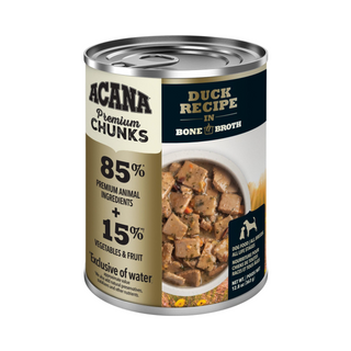 Acana Premium Chunks Grain Free Duck Recipe in Bone Broth Dog Canned