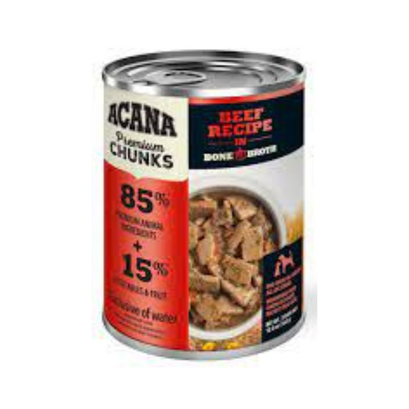 Acana Premium Chunks Grain Free Beef Recipe in Bone Broth Dog Canned