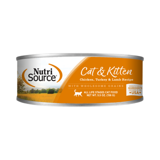 Nutrisource Cat & Kitten Chicken, Turkey & Lamb Wholesome Grain Cat Canned