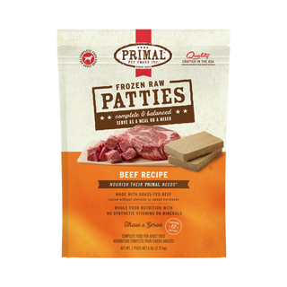 Primal Frozen Raw Dog Food - Beef Pattie