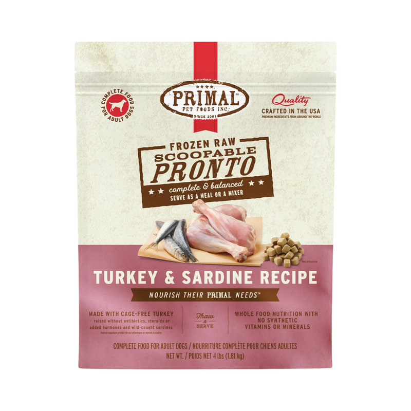 Primal Frozen Raw Dog Food- Pronto Turkey & Sardine