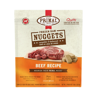 Primal Frozen Raw Dog Food - Beef Nuggets