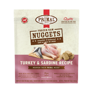 Primal Frozen Raw Turkey Sardine Dog Nuggets