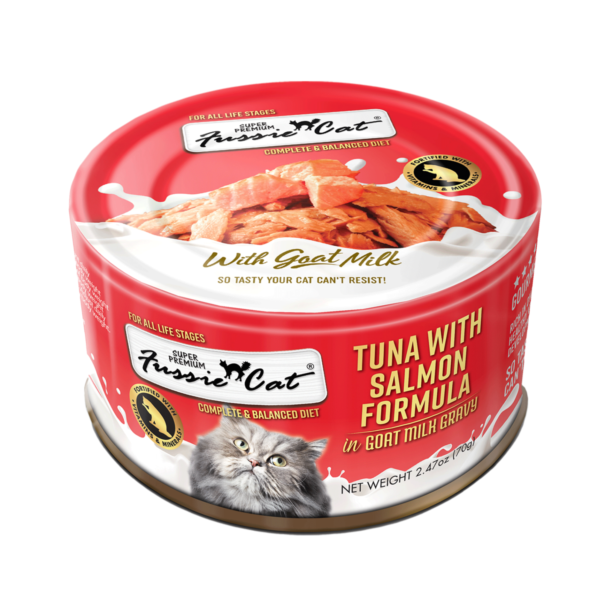 Fussie Cat Can Tuna With Salmon in Goat Milk