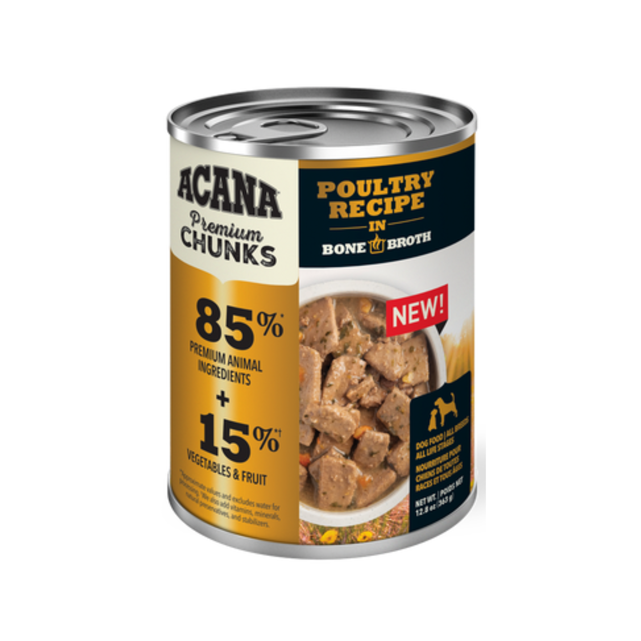 Acana Premium Chunks Grain Free Poultry Recipe in Bone Broth Dog Canned