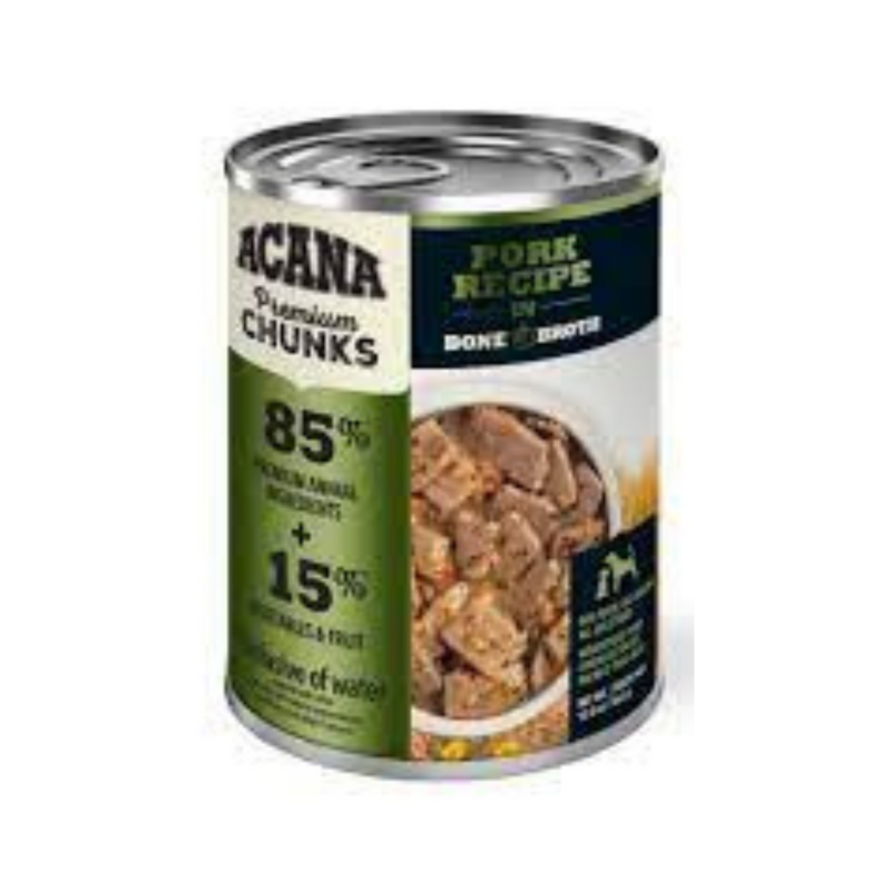 Acana Premium Chunks Grain Free Pork Recipe in Bone Broth Dog Canned