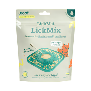 Woof Dog Treat Lick Mat Lickmix Bacon Cheese