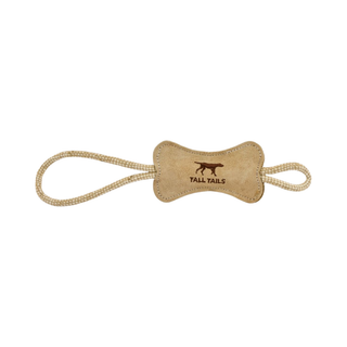 Tall Tails Natural Leather & Wool Bone Tug Dog Toy