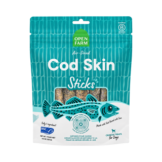 Open Farm Air Dried Cod Skins Crunchy Sticks Dog Treat