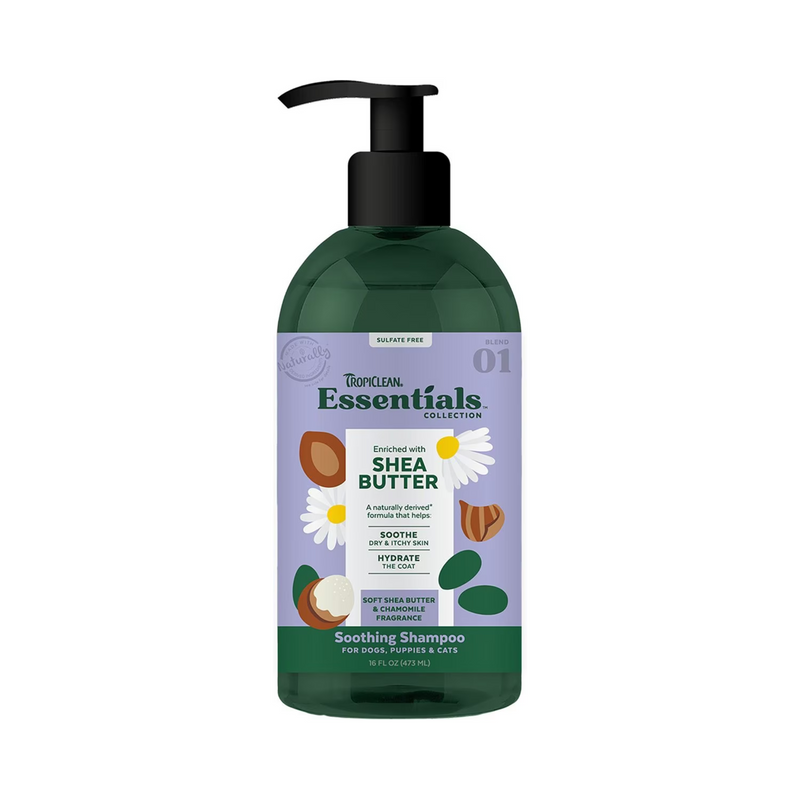 TropiClean Essentials Shea Butter Shampoo for Dogs, Puppies & Cats