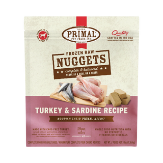 Primal Turkey Sardine Nuggets Frozen Raw Dog Food