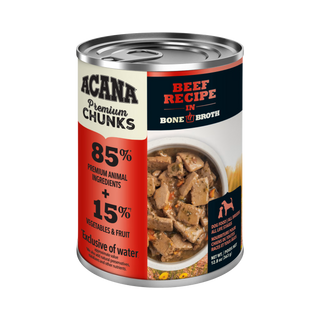 Acana Premium Chunks Grain Free Beef Recipe in Bone Broth Wet Dog Food