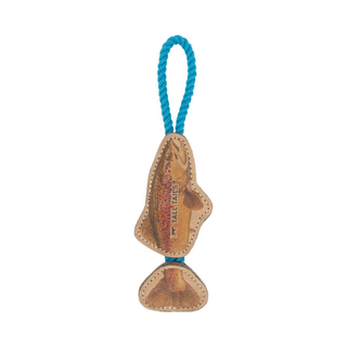Tall Tails Natural Leather Color Jointed Trout Tug Dog Toy