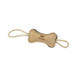 Tall Tails Natural Leather & Wool Bone Tug Dog Toy