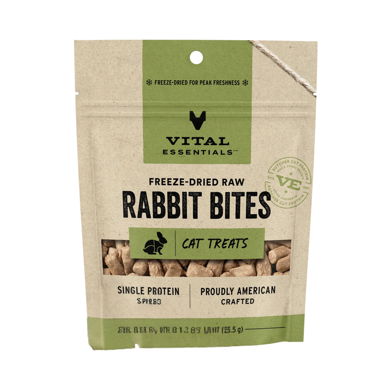 Vital Essentials Cat Treats-Rabbit Bites : .9oz