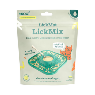 Woof Dog Treat Lick Mat Lickmix Bacon Cheese