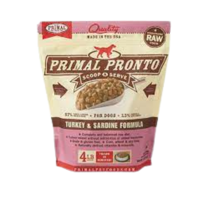 Primal Frozen Raw Dog Food- Pronto Turkey & Sardine