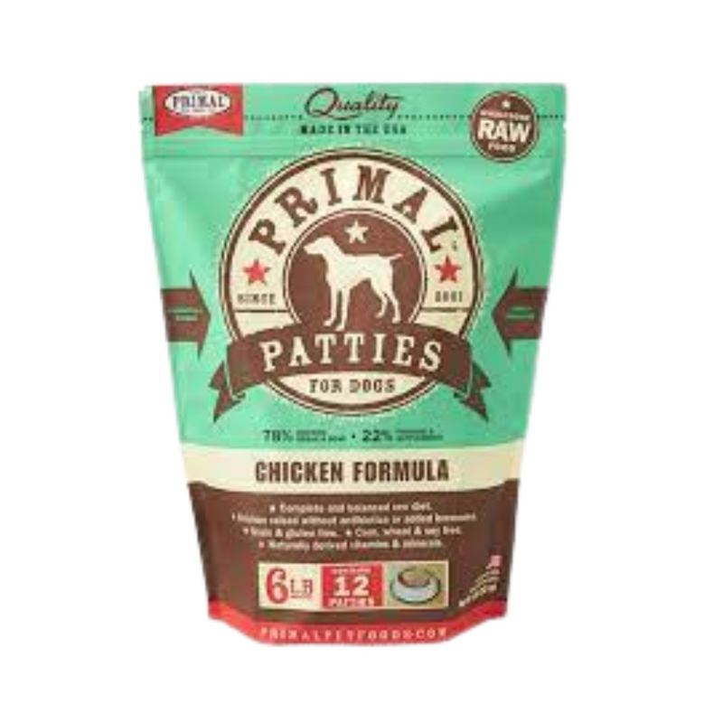 Primal Frozen Raw Dog Food- Chicken Pattie