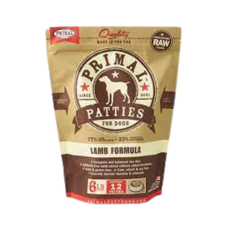Primal Frozen Raw Dog Food- Lamb Pattie
