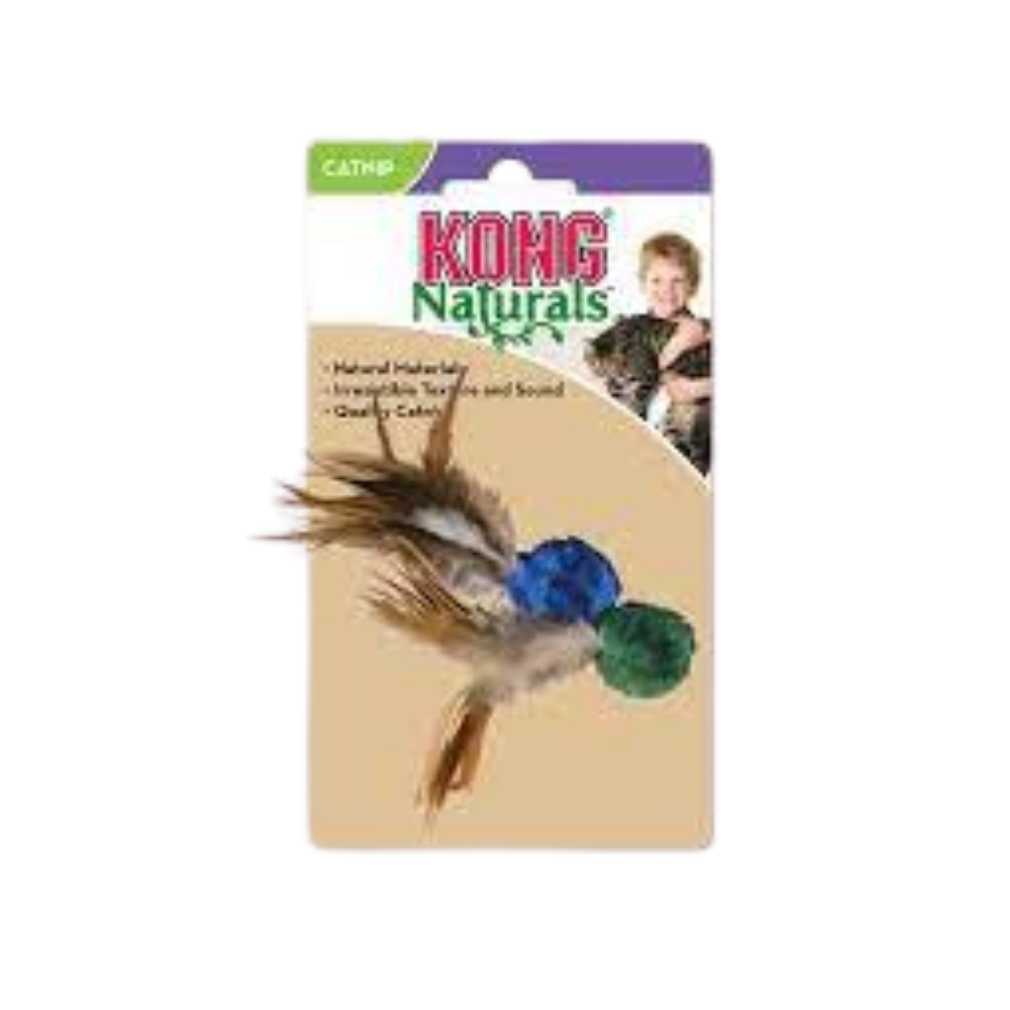 Kong Naturals Crinkle Ball with Feathers Cat Toy
