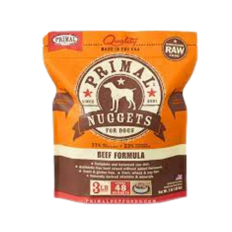 Primal Frozen Raw Dog Food- Beef Nuggets